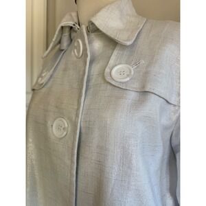 Peter Nygard Women's Size 16 Linen Blend White Button Front Trench Coat Jacket